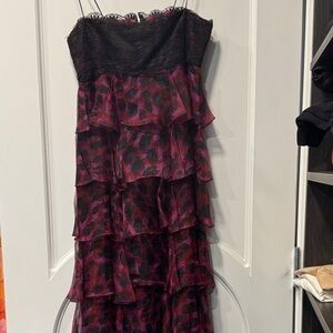 Marchesa Elegant Black and Pink Tiered Dress